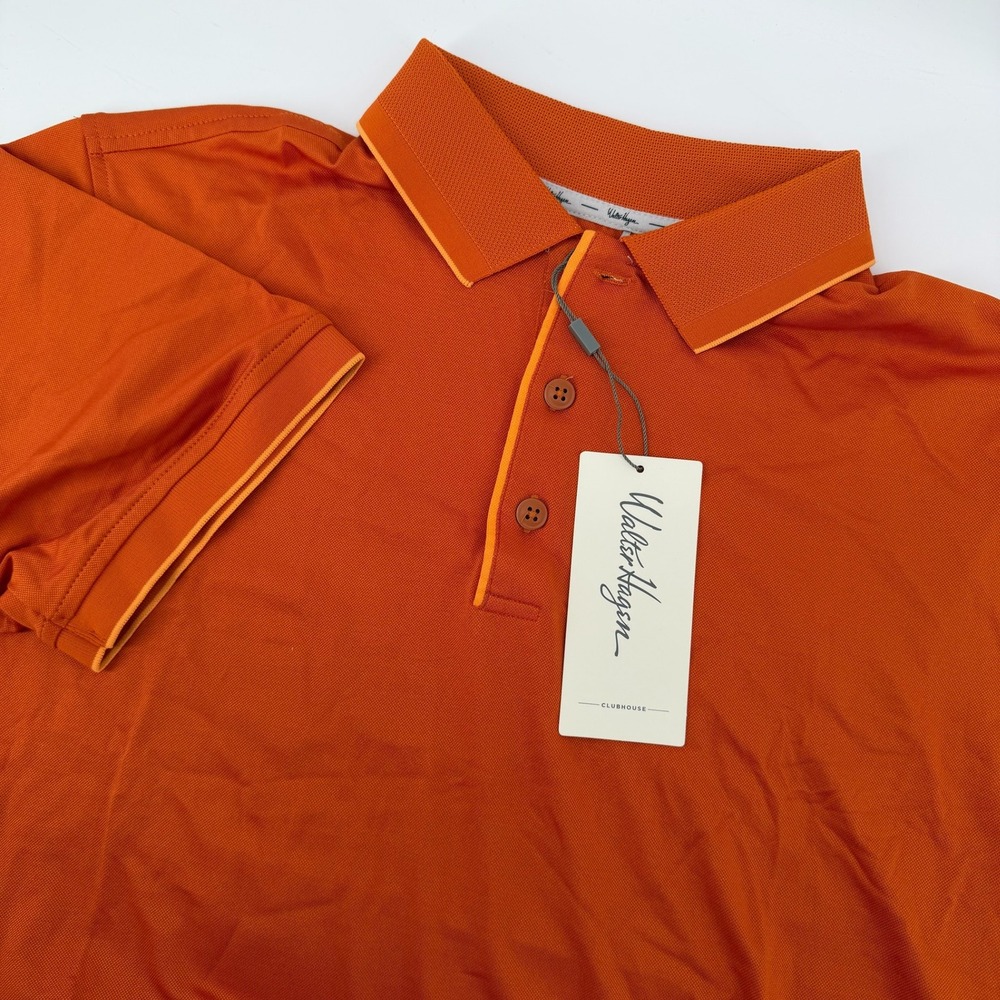 Walter Hagen Mens Clubhouse Polo Shirt Toasted Orange Short Sleeve Golf S NEW